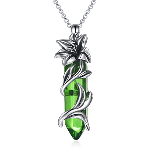 YFN Lily Mai Blume Geburt Halskette für Frauen Sterling Silber Grüner Quarz Heilstein Anhänger Geburtstag Geschenke für Mama ihre Tochter YFN Lily Mai Blume Geburt Halskette für Frauen Sterling Silber Grüner Quarz Heilstein Anhänger Geburtstag Geschenke für Mama ihre Tochter von YFN