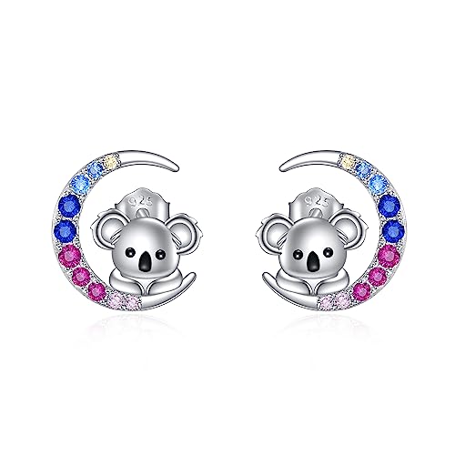 YFN Koala Ohrringe Sterling Silber Niedliches Tier Koala Mond Ohrstecker Koala Schmuck Geschenke für Damen Mädchen von YFN