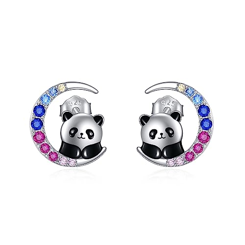 YFN Panda Ohrringe Sterling Silber Niedliches Tier Panda Mond Ohrstecker Panda Schmuck Geschenke für Damen Mädchen von YFN