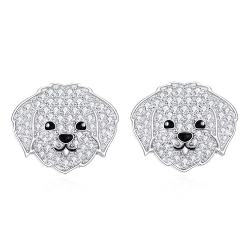 YFN Malteser Ohrringe Sterling Silber Hund Ohrstecker Schmuck Maltese Geschenke für Damen Mädchen von YFN