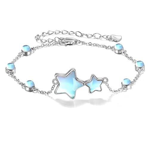YFN Moonstone Star Armband Weibliches Silber Sternen Armband Irisches Schmuckgeschenk für Mädchen Mutter (Stern) von YFN