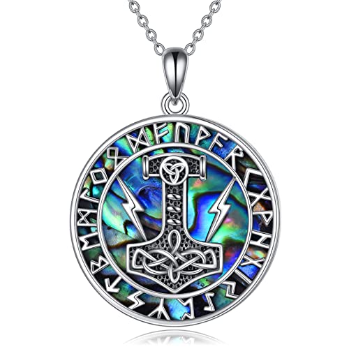 YFN Nordic Viking Halskette 925 Sterling Silber Thor Hammer Mjolnir Schmuck Geschenke für Männer Frauen von YFN