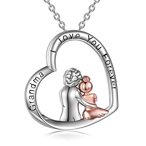YFN Oma Geburtstag Halskette Sterling Silber Anhänger Herz Schmuck Geschenke Enkelin für Oma Frauen von YFN