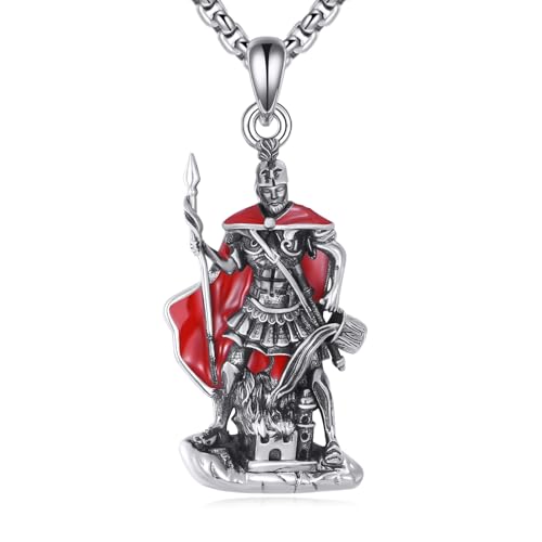 YFN Saint Florian Halskette Sterling Silber Religiöser Beschützer Anhänger St Florian Schmuck Geschenke für Damen Männer von YFN