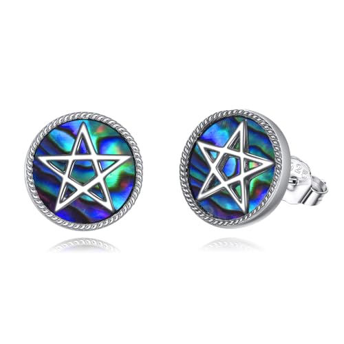 YFN Pentagramm Ohrringe 925 Sterling Silber Pentagramm Ohrstecker Abalone Pentagramm Ohr Stecker Stern Schmuck Geschenke für Damen Mädchen Tochter von YFN