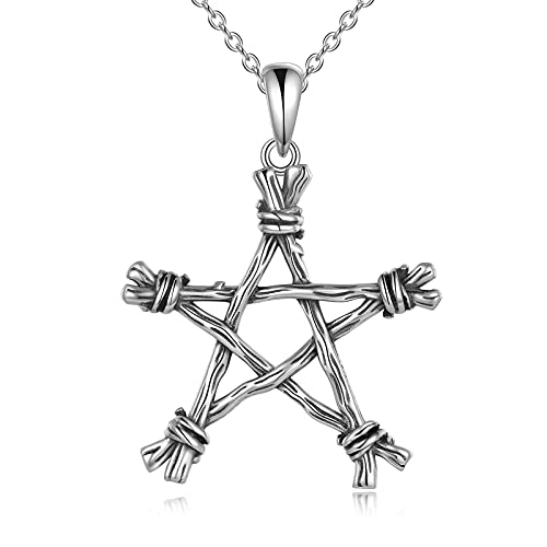 YFN Pentagramm Kette Pentakel Halskette Sterling Silber Stern Anhänger Halskette Wicca Schmuck Geschenke für Frauen Männer von YFN