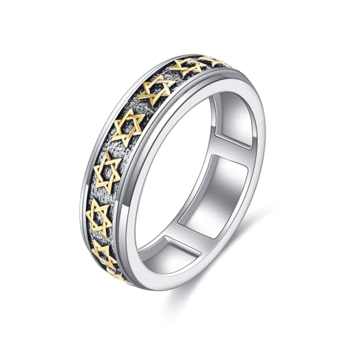 YFN Davidstern Spinning Ring Sterling Silber Angst Spinnen Stress Relief Schmuck Geschenke für Damen Männer von YFN