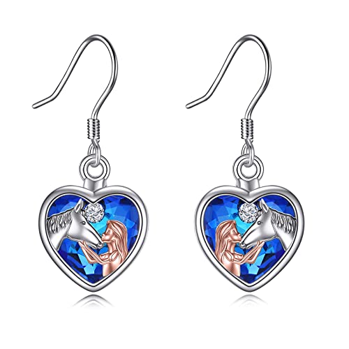 YFN Pferde Ohrringe Geschenke für Mädchen Sterling Silber Tier Kristall Tropfen Ohrringe Pferde Schmuck Geschenk für Mädchen von YFN