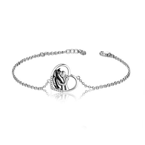 YFN Roségold Mädchen Pferde Armband Sterling Silber Verstellbar Armband für Damen 8.5 Inch (Black) von YFN