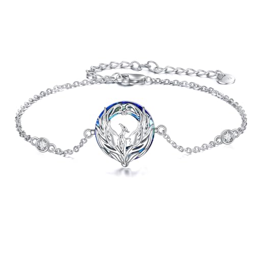 YFN Phoenix Armband Sterling Silber Blau Kristall Phoenix Schmuck Geschenke für Damen Mutter von YFN