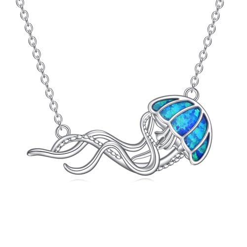 YFN Quallen Kette Sterling Silber Quallen Anhänger Halskette Quallenschmuck für Frauen Mädchen Quallen Geschenke für Mama Tochter von YFN
