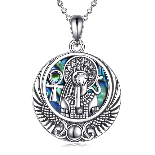 YFN Ra Halskette Sterling Silber Ägyptische Anhänger Kette Abalone Shell Ägypten Sonnengott Schmuck Ra Geschenke für Damen Herren von YFN