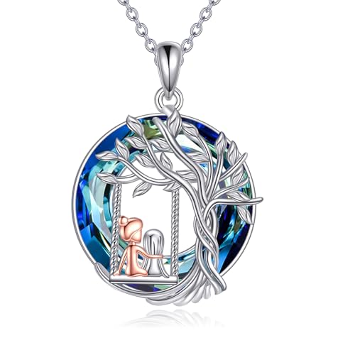 YFN S925 Sterling Silber Lebensbaum Anhänger für Mutter und Tochter - Geschenk zum Muttertag von YFN