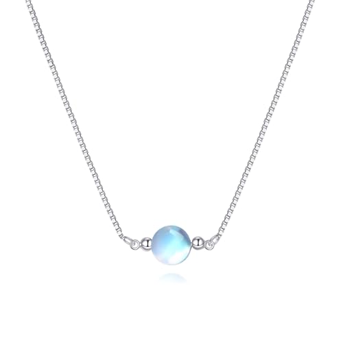 YFN S925 Sterling Silber Mondstein Halskette Eleganter Schmuck für Frauen Geschenk Edles Design mit natürlichem Mondstein von YFN