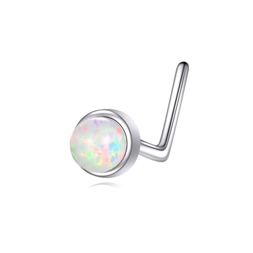 YFN S925 Sterling Silber Nasenstecker mit Opal – Eleganter Nasenpiercing-Schmuck für Damen und Herren – Hypoallergen, Nickel- und BLEIfrei von YFN