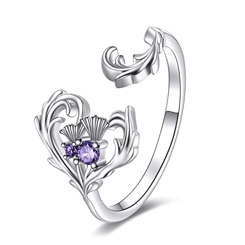 YFN Schottische Distel Ring für Frauen Sterling Silber Distel Schmuck Geschenke für Mädchen Freund (9) von YFN