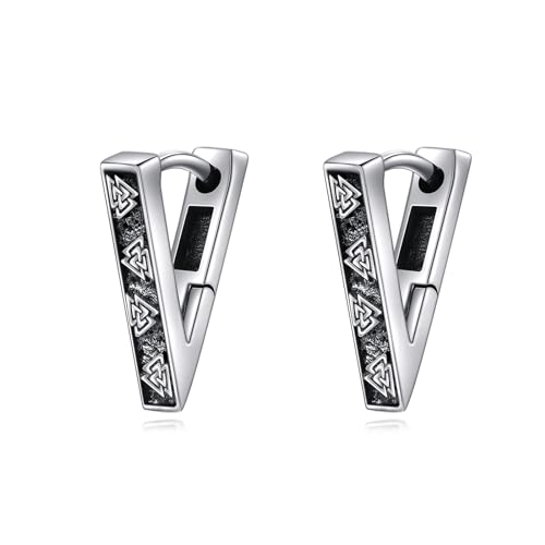 YFN Schwarze Ohrringe Herren 925 Sterling Silber Wikinger Rune Schwarz Ohrringe Geburtstag Geschenke für Männer Frauen (8) von YFN