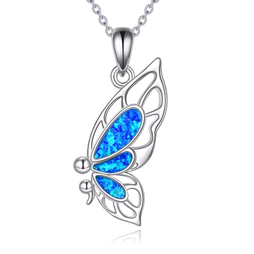 YFN Semikolon Kette Sterling Silber Semikolon Schmetterling Anhänger Halskette Depression Schmuck für Damen Inspirational Suicide Awareness Geschenke von YFN