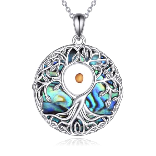 YFN Senfkörner Halskette Sterling Silber Keltischer Baum Anhänger Schmuck Religiöse Geschenke für Damen Herren von YFN