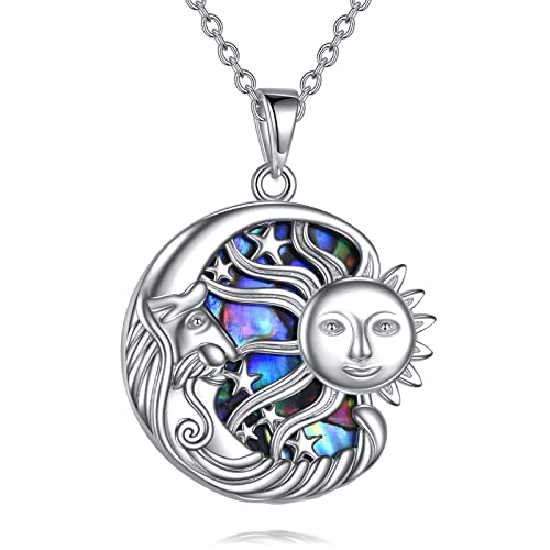 YFN Sonne und Mond Halskette Sterling Silber Paar Anhänger Sonne Mond Schmuck Geschenke für Damen Herren von YFN