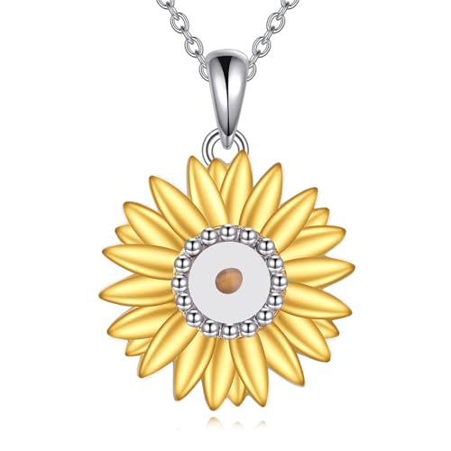 YFN Sonnenblume Halskette Senfkörner Halskette 925 Sterling Silber Sonnenblume Halskette Schmuck für Frauen von YFN