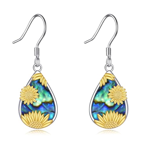 YFN Sonnenblume Ohrringe für Frauen Sterling Silber Gold Sonnenblume Schmuck für Mama (Silber) von YFN