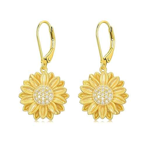 YFN Sonnenblume Ohrringe für Frauen Sterling Silber Gold Sonnenblume Schmuck für Mama (Gold) von YFN