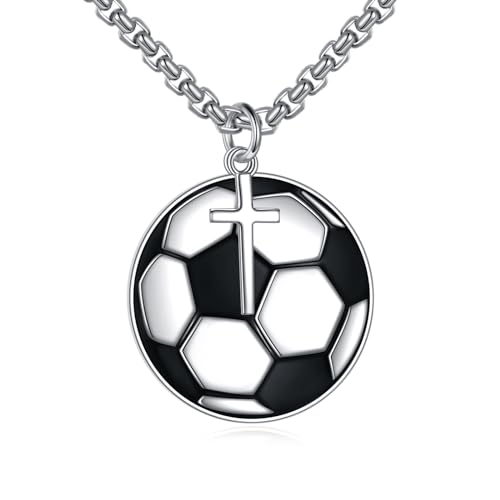 YFN Sport Halskette Sterling Silber Niemals aufgeben Ich kann alle Dinge tun Anhänger Schmuck Sport Geschenke für Damen Herren Jungen Mädchen (Hockey Kreuz) von YFN