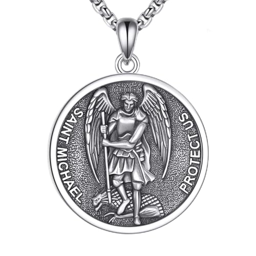 YFN St. Michael Halskette 925 Sterlingsilber für Männer Frauen Heiliger Michael Anhänger Erzengel Schutz Medaillon Katholischer Spiritueller Schmuck Geschenk Militär Polizei Spirituelle Kriegsführung YFN St. Michael Halskette 925 Sterlingsilber für Männer Frauen Heiliger Michael Anhänger Erzengel Schutz Medaillon Katholischer Spiritueller Schmuck Geschenk Militär Polizei Spirituelle Kriegsführung von YFN