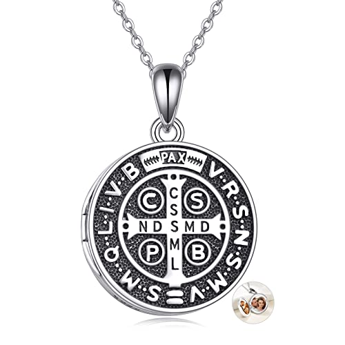 YFN St. Michael Kreuz Halskette für Frauen Männer Sterling Silber Religiöse Beschützer Anhänger St. Michael Erzengel Schmuck Geschenke (locket) von YFN