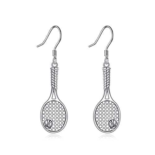 YFN Tennisschläger Ohrringe Sterling Silber Tennis Ohrringe Sport Schmuck Geschenke für Damen Tennisliebhaber von YFN