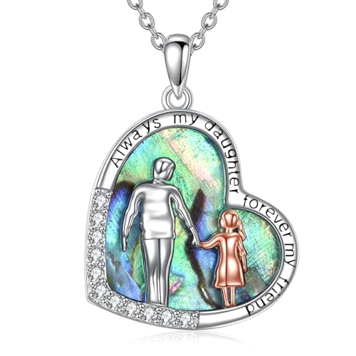 YFN Tochter Geburtstag Halskette Sterling Silber Anhänger Vater Abalone Schmuck Papa für Tochter Geschenke für Mann Mädchen von YFN