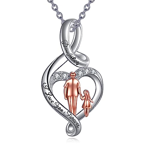 YFN Tochter Halskette Geschenke für Tochter von Papa Sterling Silber Tochter ich liebe dich für immer Unendlichkeit Anhänger Schmuck für Frauen Mädchen Geburtstag Weihnachten von YFN