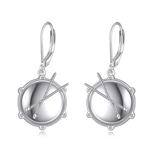 YFN Trommel Ohrringe 925 Sterling Silber Rock und Roll Trommelstock Hängend Tropfen Klapphebel Ohrringe Musik Schmuck Schlagzeuger Geschenke für Damen Herren Trommel Liebhaber von YFN