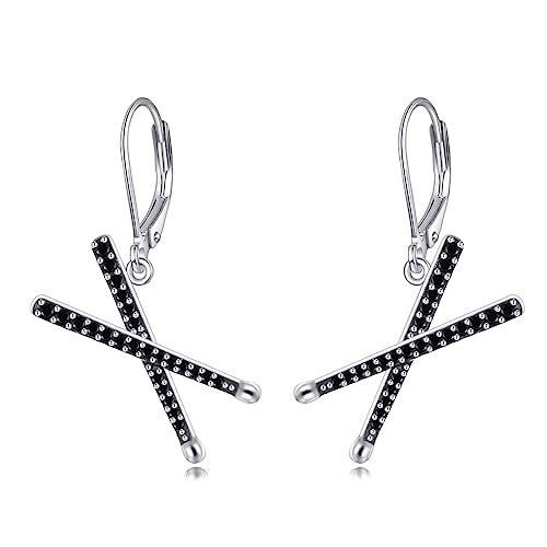 YFN Trommelstöcke Ohrringe Sterling Silber Rock and Roll Baumeln Hängend Tropfen Ohrringe Musikschmuck Trommel Geschenke für Damen Männer Trommel Liebhaber von YFN