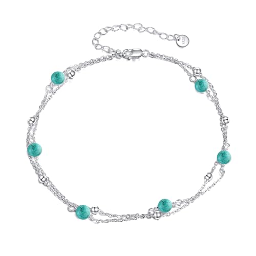 YFN S925 Sterling Silber Armband mit Türkis Strand Schmuck für Frauen, Perfekt für Sommer(Türkis, 7+2 inch) von YFN