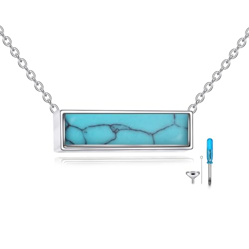 YFN Türkis Urne Halskette für Asche Sterling Silber Türkis Bar Kremation für Frauen Bar Schmuck Geschenke (grün) von YFN