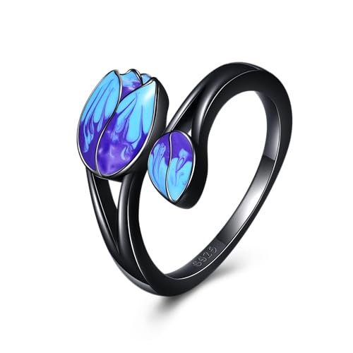 YFN Tulpe Ring für Frauen Sterling Silber Tulpe Geschenke für Mädchen Freund von YFN