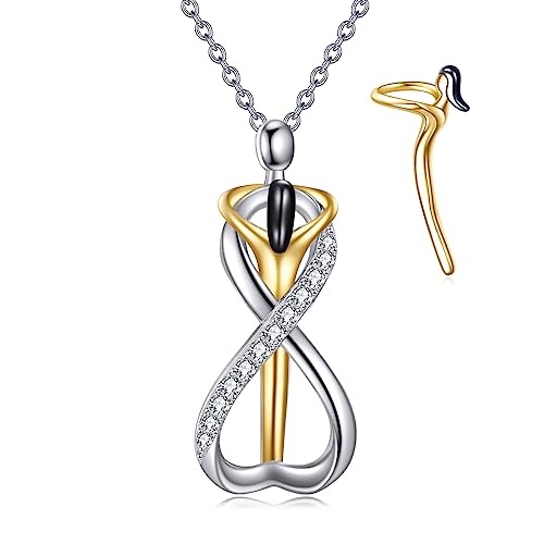 YFN Umarmung Halskette Sterling Silber Jahrestag Halskette Anhänger Schmuck Valentinstag Geschenke für Ihn Ihr Paar Damen Herren (Umarmung Gold) von YFN