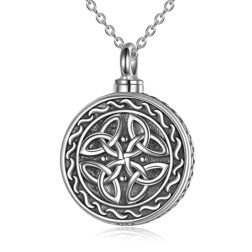 YFN Urnen Halsketten Sterling Silber Keltischer Asche Anhänger Einäscherung Schmuck für Damen Herren (Keltischer Urnen) von YFN