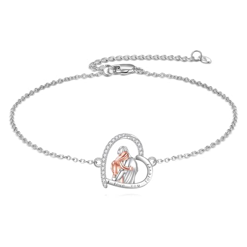 YFN Vater Tochter Armband Sterling Silber Papa Mädchen Herz Charme Armband Ich liebe dich für immer Papa Tochter Jewelley für Damen Papa Geschenke von YFN