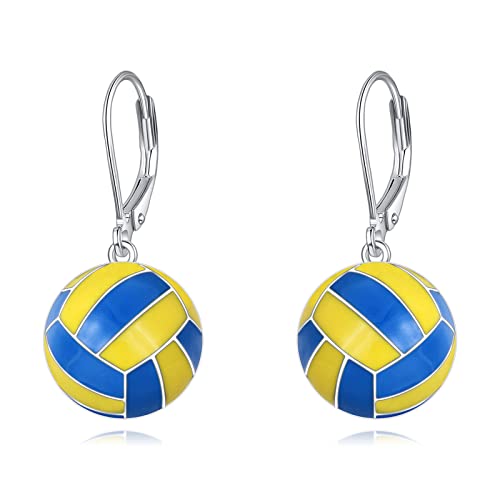 YFN Volleyball-Ohrringe für Frauen Sterling Silber Leverback Käfig Filigran Dangle Drop Ohrringe Hypoallergene von YFN