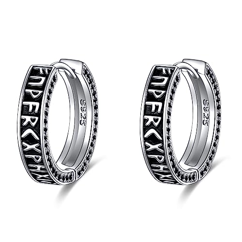 YFN Creolen Ohrringe Sterling Silber Ohrhänger Huggie Hoop Ohrringe Schmuck Geschenke für Damen Herren (E-Wiking) von YFN