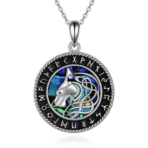 YFN Wikinger Wolf Halskette Sterling Silber Keltisch Wolf Anhänger Kette Schmuck Geschenk für Damen Herren von YFN