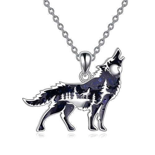 YFN Wolf Halskette Sterling Silber Wolf Anhänger Kette Schmuck Geschenke für Damen Herren von YFN