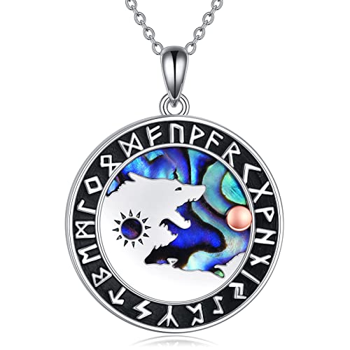 YFN Yin Yang Wolf Halskette Geschenke Wikinger Runen Halsketten für Männer Frauen Valknut skandinavisch keltisch Odin Symbol nordischer Abalone Schmuck von YFN