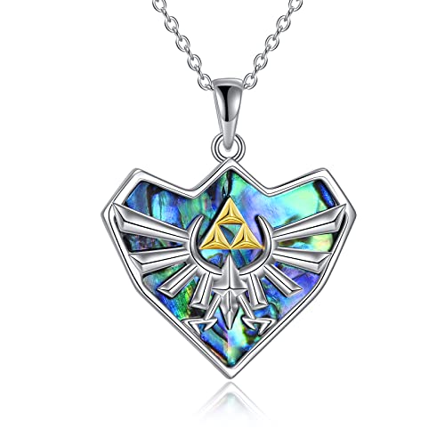 YFN Zelda Halskette Sterling Silber Legend Of Zelda Kette Triforce Anhänger Zelda Schmuck Geschenke für Herren Damen Jungen Mädchen von YFN