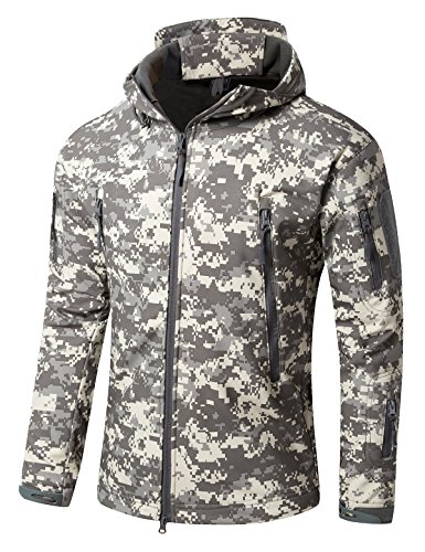 YFNT Herren Taktisch Fleecejacke Camouflage Militär Outdoor Wandern Warm Innenfutter Winddicht Wasserdicht Mantel Jacken Skijacke, Acu, 3XL von YFNT