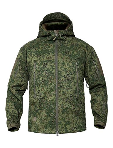 YFNT Herren Taktisch Softshell Fleecejacke Camouflage Militär Hoodie Winddicht Wasserdicht Mantel Jacken Skijacke, Tarnung Ruinieren, L von YFNT