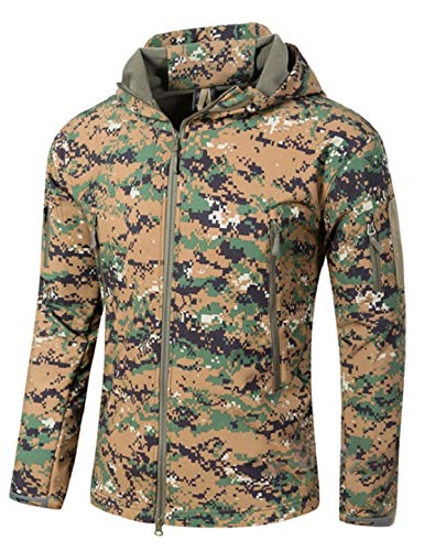 YFNT Herren Taktisch Softshell Fleecejacke Camouflage Militär Outdoor Warm Winddicht Wasserdicht Mantel Jacken, Dschungel Digital, XXL von YFNT